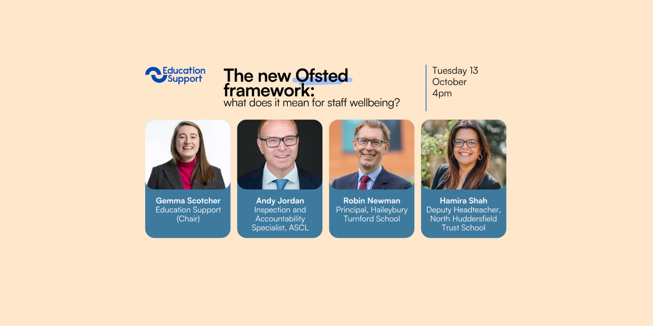 The new Ofsted framework: what does it mean for staff wellbeing? webinar 13 October 4pm