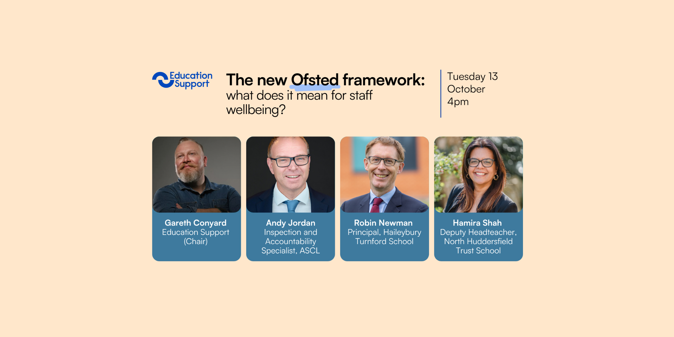 The new Ofsted framework: what does it mean for staff wellbeing? webinar 13 October 4pm