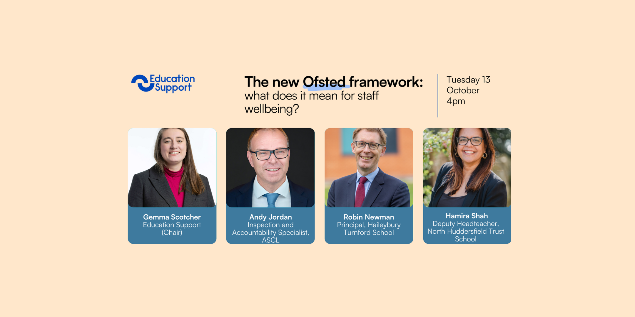 The new Ofsted framework: what does it mean for staff wellbeing? webinar 13 October 4pm